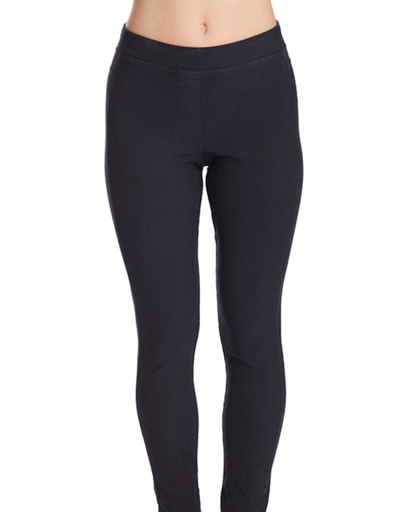 Front of a model wearing a size LG High Waisted Jegging In Navy in Navy by ANGEL. | dia_product_style_image_id:360106